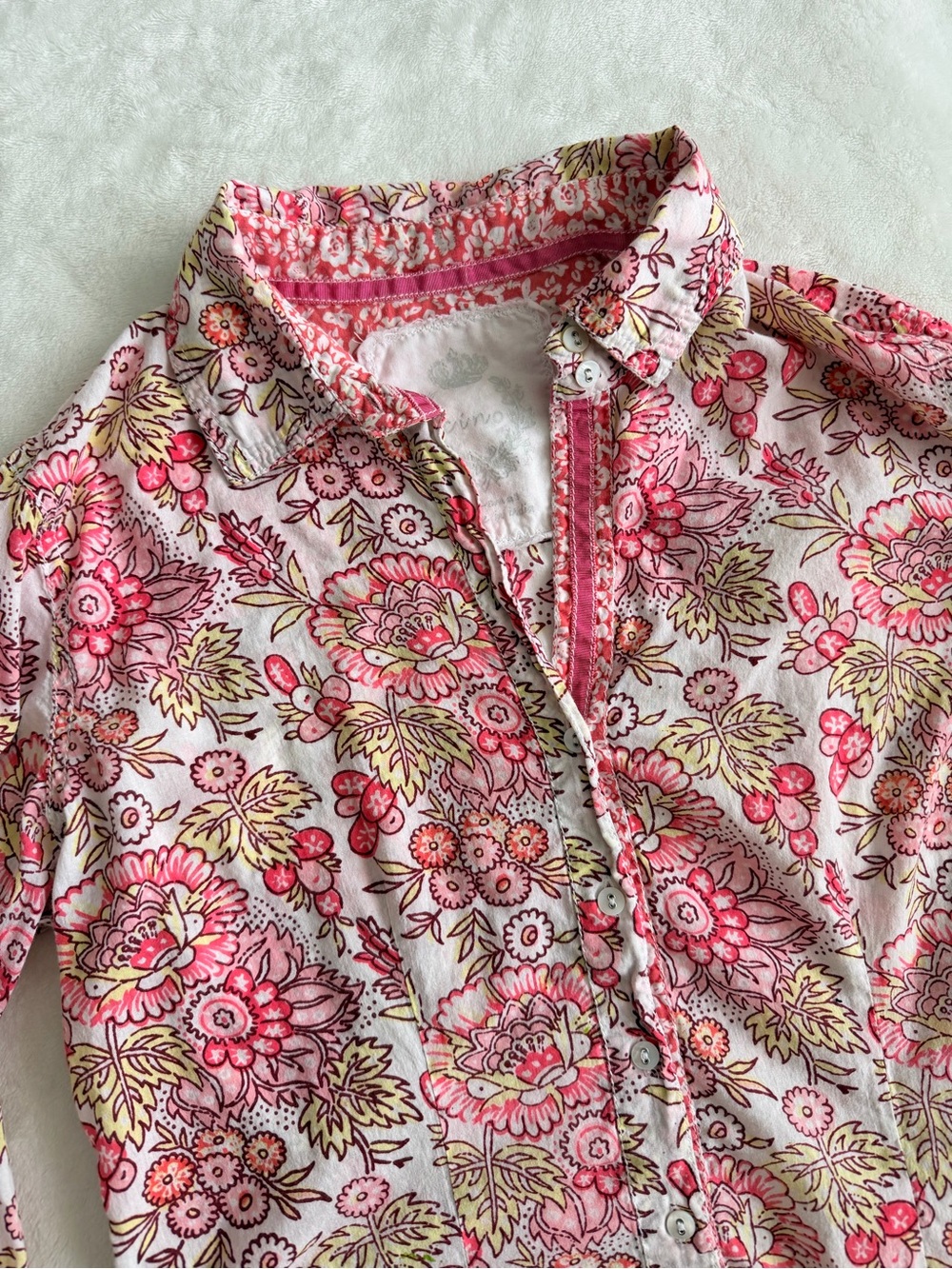 Cino Women’s Pink Floral 100% Cotton Button-Down Shirt size XS